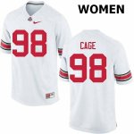 Women's Ohio State Buckeyes #98 Jerron Cage White Nike NCAA College Football Jersey Best ZCY2644XY